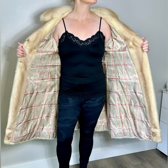 MINK FUR COAT Cream Teddy Jacket 3/4 link gorgeous, great condition mob wife - Picture 5 of 12